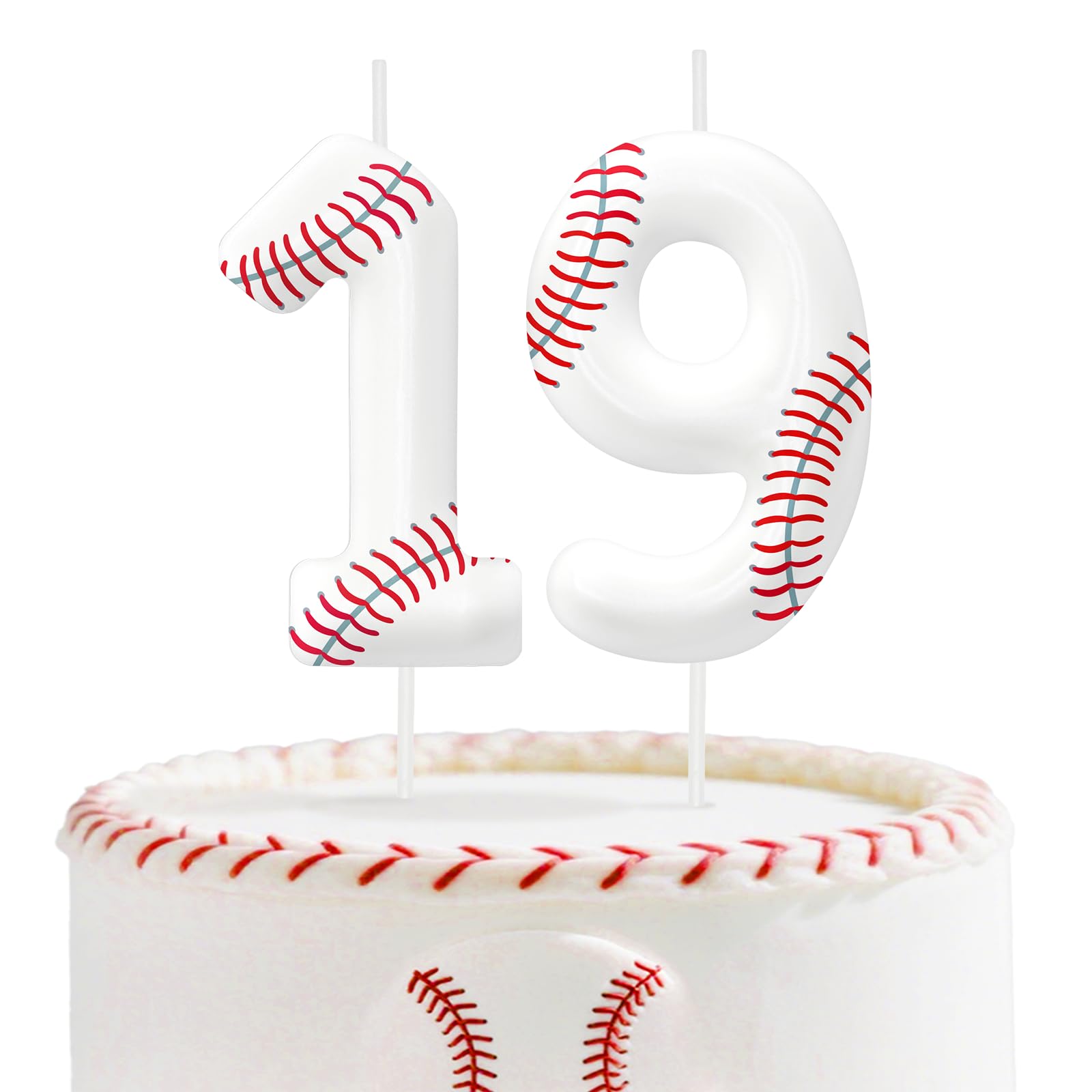 19th Birthday Candles, Baseball Cake Topper for Boys Girls, Number 19 Candle Baseball Themed Birthday Decorations Party Supplies