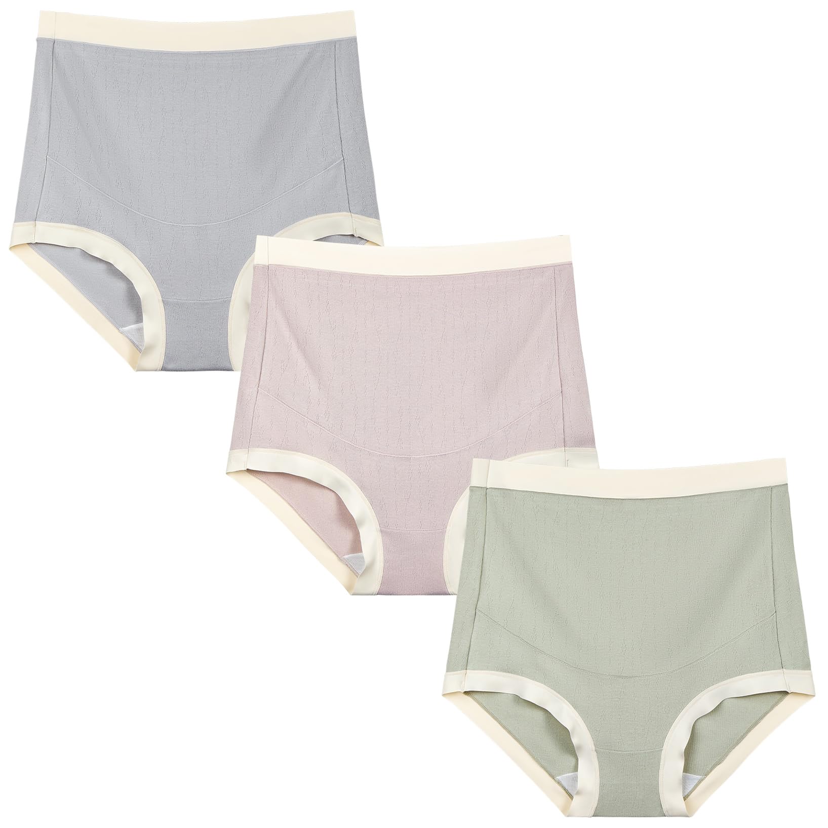 FEOYA - Bragas de maternidad para mujer, de algodón, talla grande, cintura alta, sin costuras, paquete de 3 - Multi color - Large
