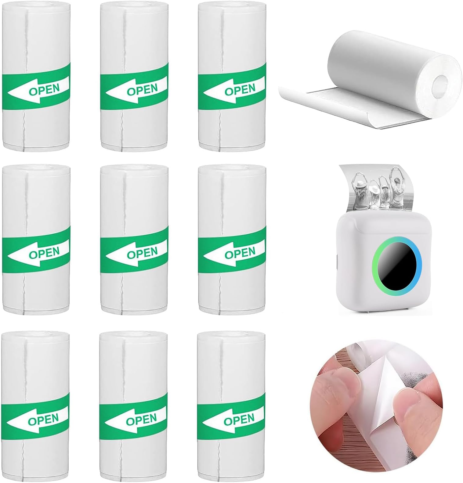 20 rollen thermorollen, 10 thermisch papier voor kinderen, instant camera's 10 thermisch papier, zelfklevend printerpapier, mini-printerpapier (57 x 25 mm