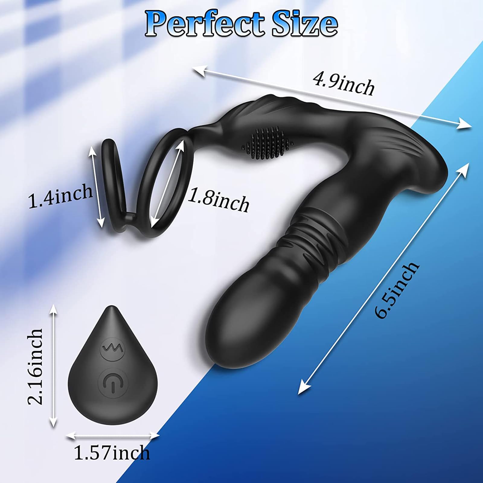 Stimolatore della prostata con anello del pene, plug anale, stimolatore anale con telecomando, 10 modalità di vibrazione, sextoy in silicone per gli uomini