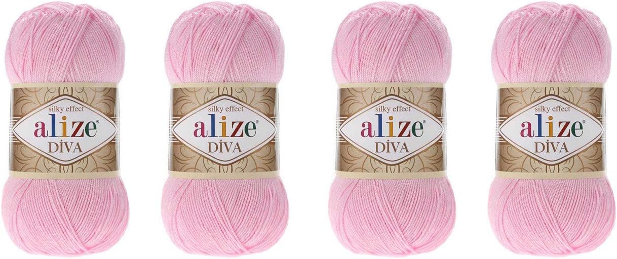 4 Balls Hand Knitting Yarn 100% Microfiber Acrylic Yarn Alize Diva Silk Effect Thread Crochet Art Lace Craft Lot of 4 skeins 400gr 1532yds (291)