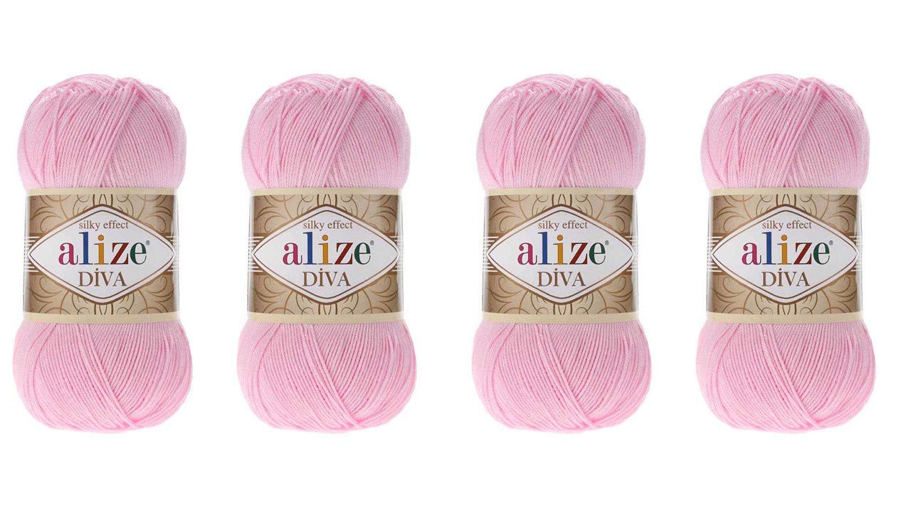 4 Balls Hand Knitting Yarn 100% Microfiber Acrylic Yarn Alize Diva Silk Effect Thread Crochet Art Lace Craft Lot of 4 skeins 400gr 1532yds (291)