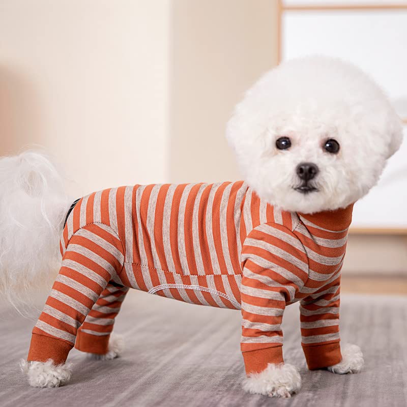 Image of Dog Surgery Recovery Suit for Small Dogs, 4-Legged Dog Onesie After Surgery with Back Snaps, Breathable Cotton Spay and Neuter Bodysuit for Female and Male Dogs