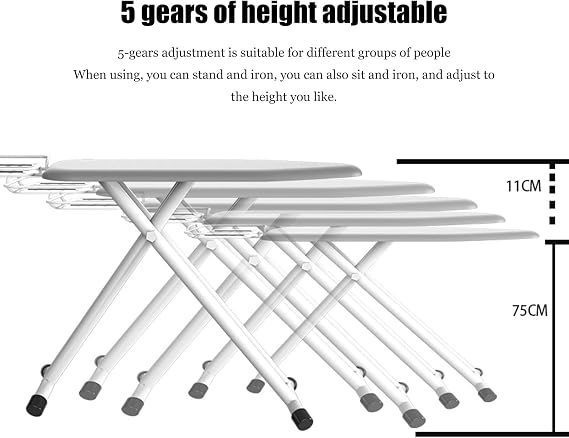 Foldable Ironing Board T-Leg with Iron Rest,Ironing Boards with Extra Thick Padded Cotton Cover,6 Height Adjustable,Lightweight Compact Space Saver Easy Storage, for Laundry Rooms or Dorms ( Color : D
