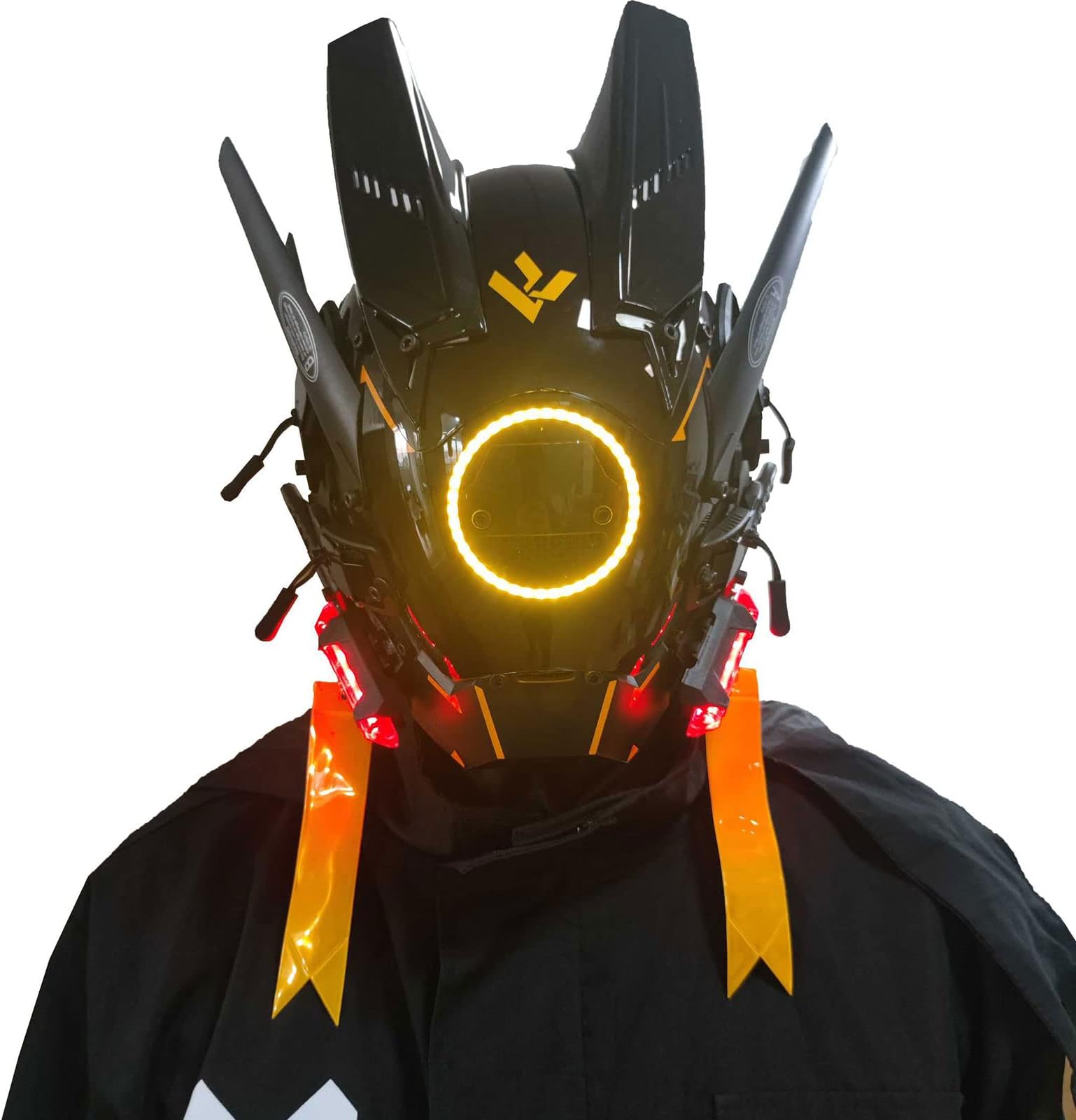 Punk Mask Helmet Cosplay for Men, Futuristic Punk Techwear, Halloween Cosplay with Light