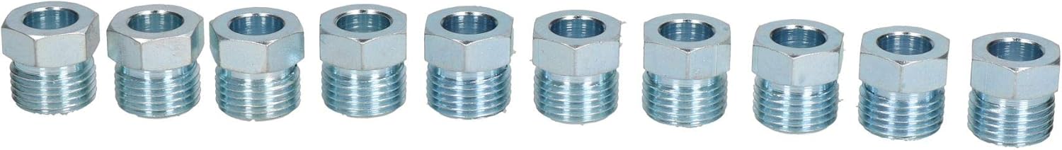 AB Tools Steel Male Brake Pipe Union Fittings 5/8" x 18 UNF for 3/8" Brake Pipe 10pc
