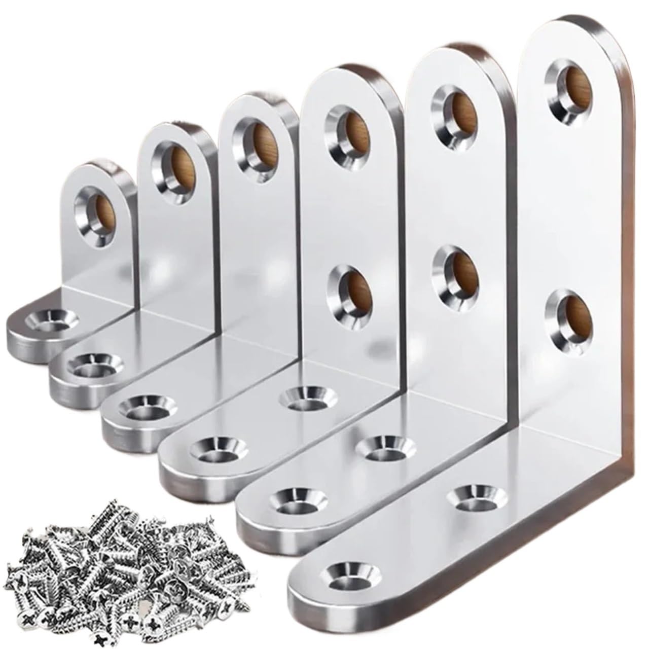L Winkel Metall 1/50Set Universal-Edelstahl-Eckwinkel 90 Grad rechtwinklige feste Halterung Holzmöbel(24Set)