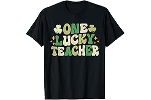 St Patrick's Day Groovy Retro One Lucky Teacher T-Shirt