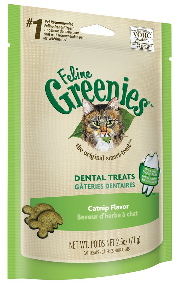 FELINE GREENIES Dental Treats for Cats Catnip Flavor 2.5 oz.