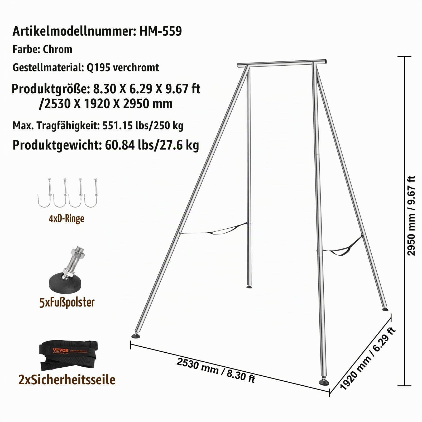 VEVOR Yoga-Ständerrahmen Schaukelständer mit max. 200 kg Tragkraft