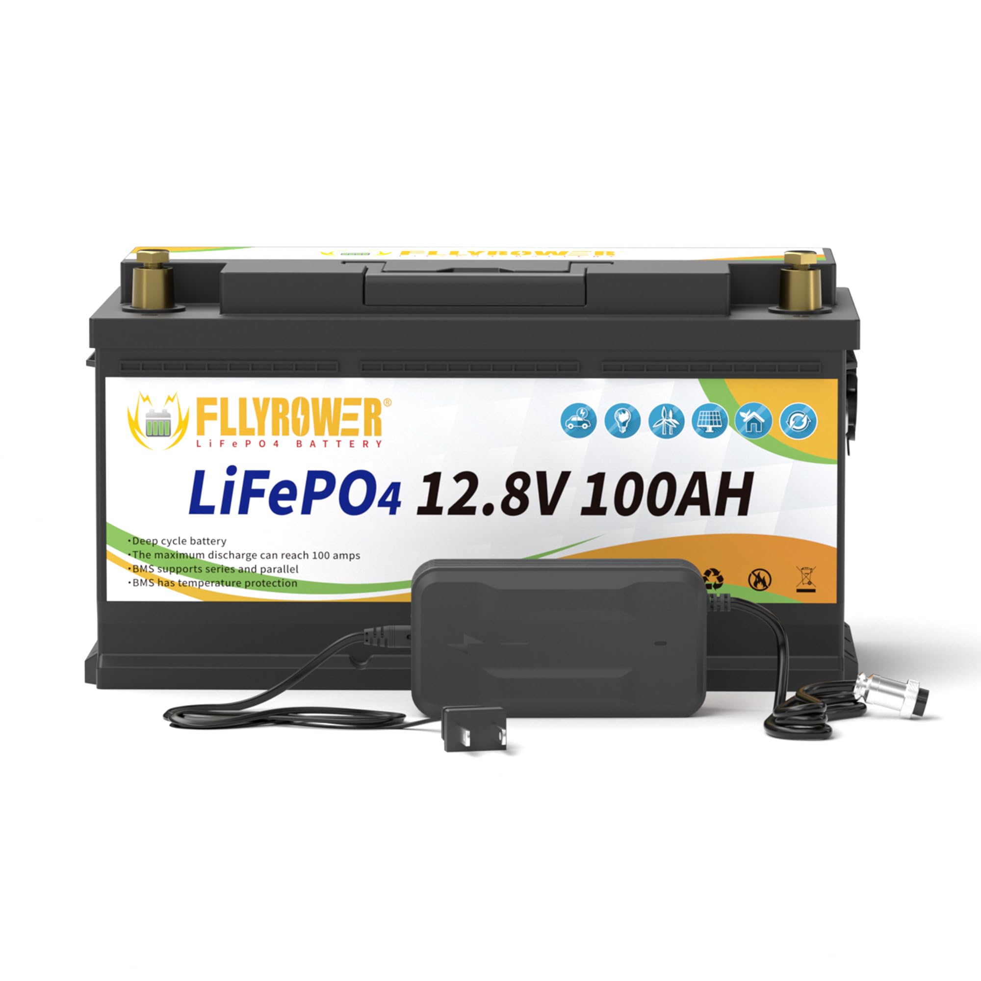 Amazon.com: FLLYROWER 12V 100AH Lifepo4 Battery with 100A BMS 10