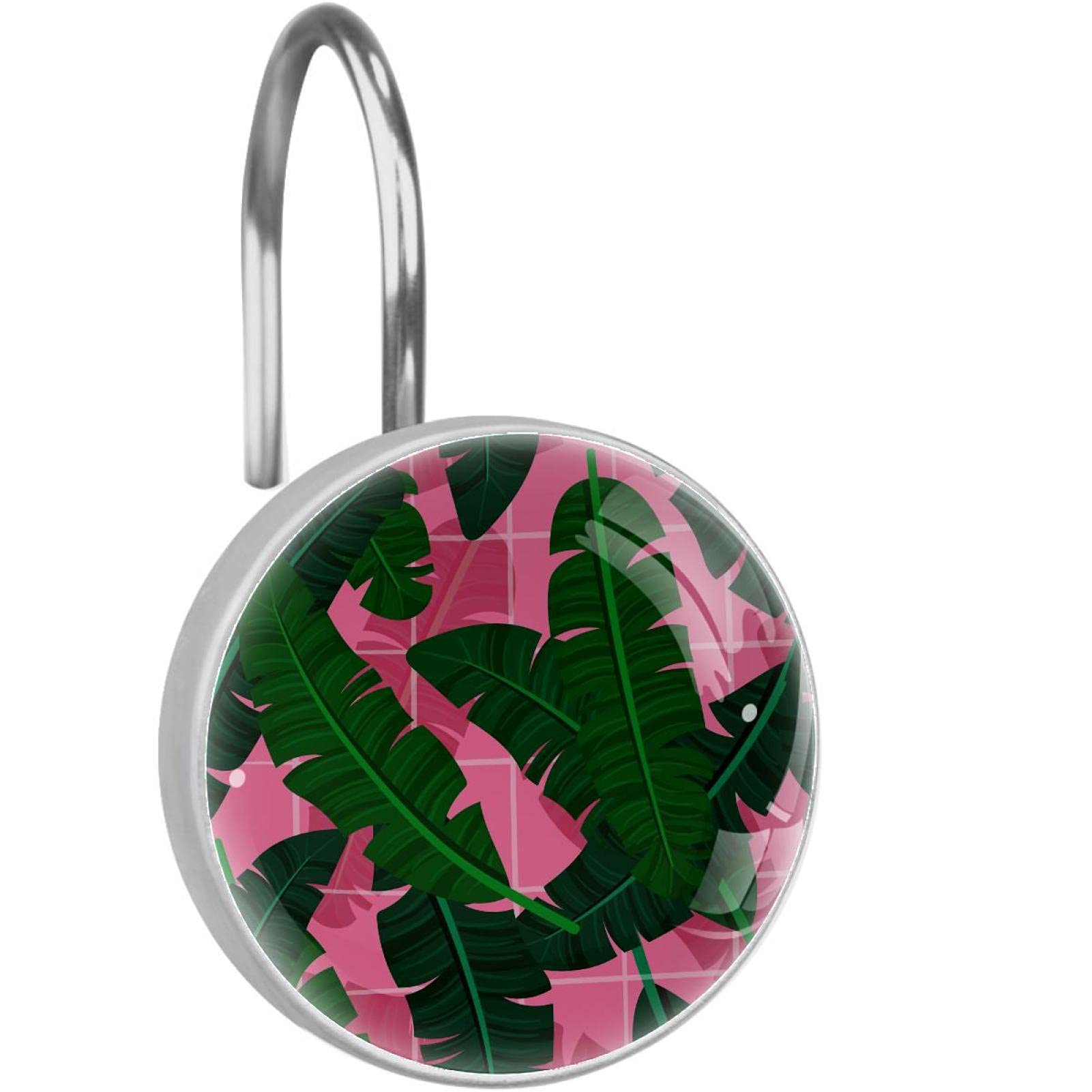 Anneaux pour rideau de douche au motif tropical rose pour une ambiance spa