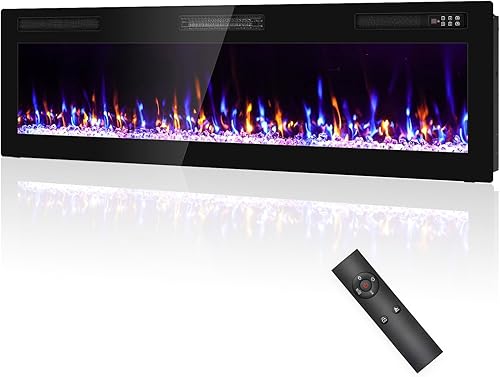 Miniatura 14 de Chimenea Eléctrica Empotrada y de Montaje en Pared Mejorada 2025 de 72", Chimeneas de Fuego Beleze Ultra Delgadas y Estrechas con Control Remoto,