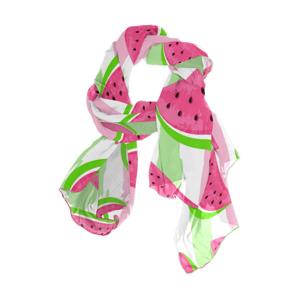 linomo Women's Chiffon Silk Large Scarf Watermelon Stripe Long Shawl Wrap Silk Like Scarf