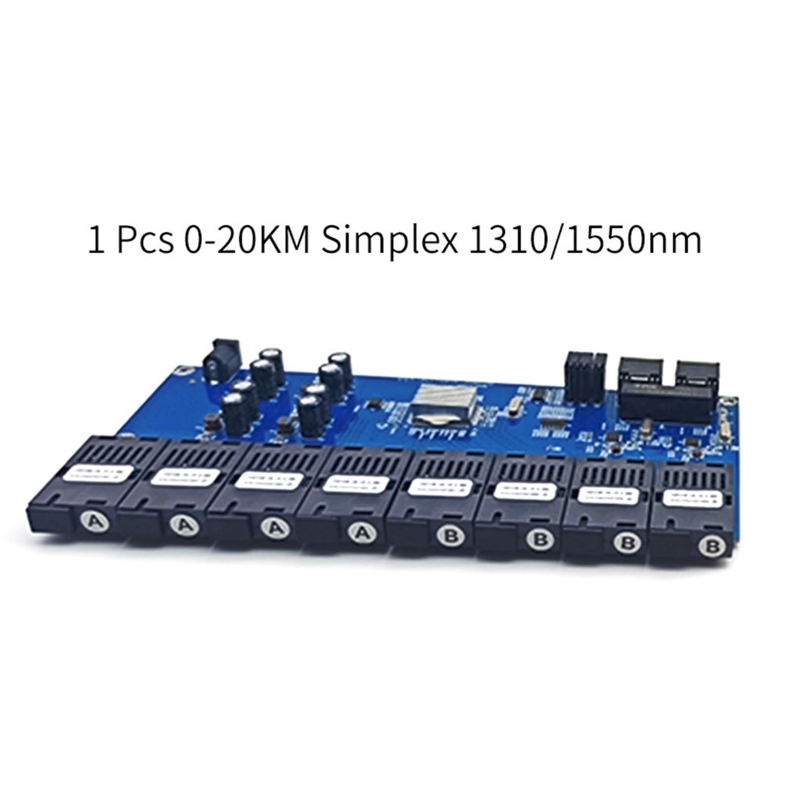 Convertisseur De Média De Commutateur De Fiber D'ethernet De Gigabit 8 Ports De Fiber 2 Émetteur-récepteur Optique De Port De Fiber De RJ45 20KM SC-monomode 100/1000M ( Size : 1 pcs Simplex PCBA )