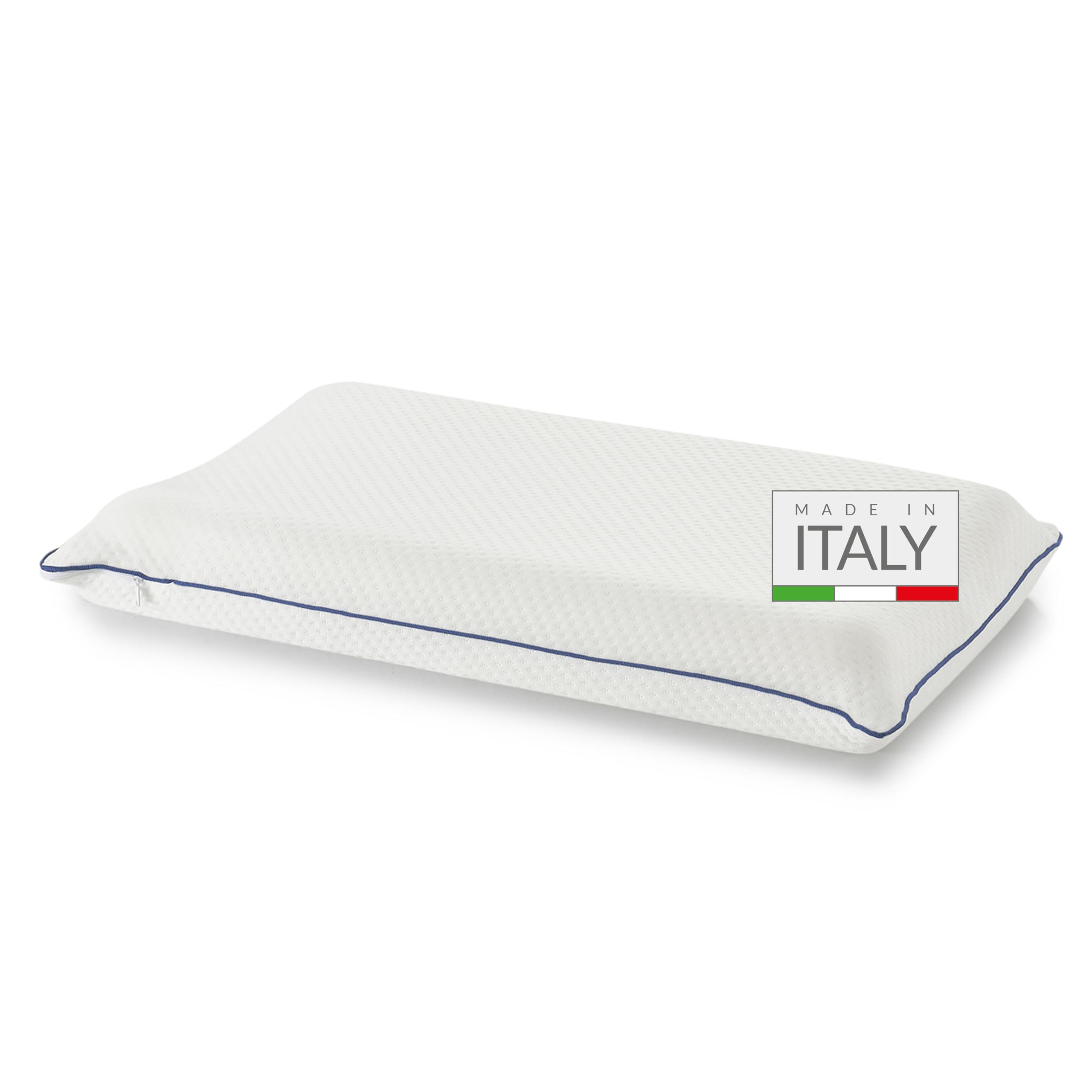 NUVOLA Comfortmassage - Cuscino Memory Foam Cervicale Confortevole e Traspirante, Guanciale Letto Ergonomico Rivestito con Fodera Antimicotica e Igienizzante, Cuscini Letto Made in Italy, 72x42x11/9h