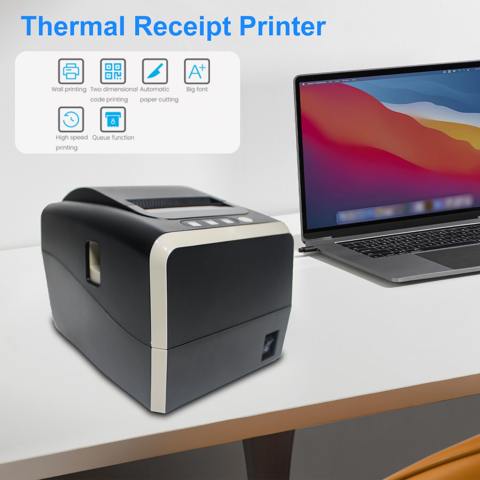 Stampante Termica per Etichette 80 Mm, Stampante Termica Desktop