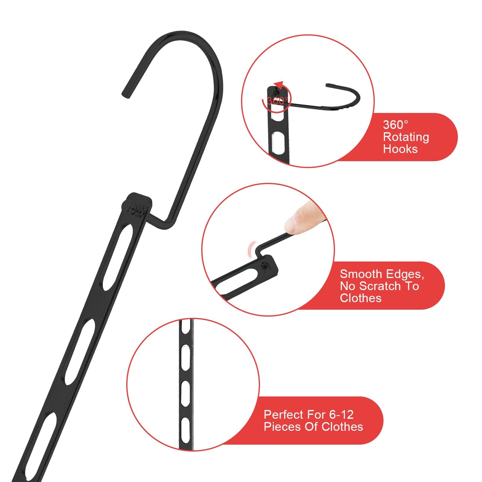 Platzsparende Kleiderbügel für Kleidung, zusammenklappbare Metall-Kleiderbügel, Organizer, platzsparende Kleiderbügel, Schrank-Organizer und Aufbewahrung, Schlafsaal-Essentials, Schwarz, 12 Stück