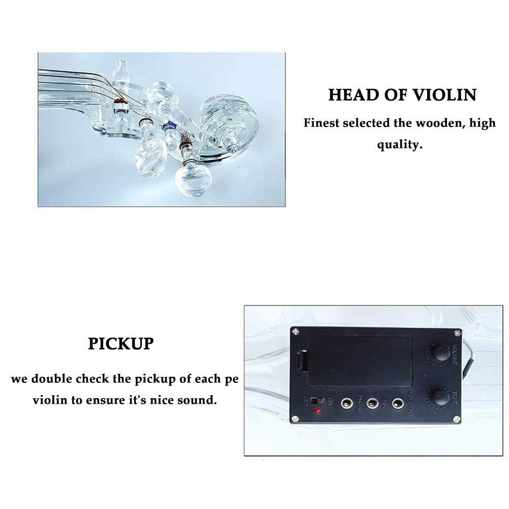 4/4 Violino elettronico Bluetooth LED Colore Luce Violino Acrilico Materiale Trasparente Set per Principianti con Scatola Cuffie Arco Telecomando