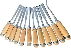 Jogo De Formão Goivas 12 Peças P/Entalhar Esculpir Madeira