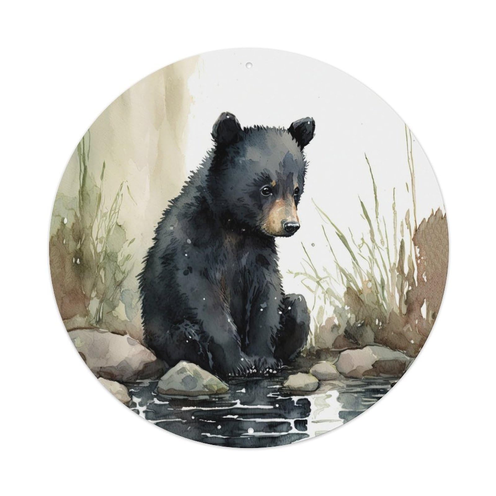 Bear Cub Wilderness Serene Habitat Poster Metal Tin Sign