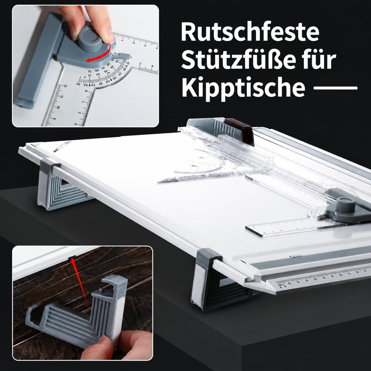 Multifunktions Zeichenplatte A3 Set, DIN A3 Zeichenplatte mit Zeichnungswerkzeuge Zirkel Zeichenstift und Stiftpackung Zeichenplatte Geo-Board für Office Arbeiten Ingenieure Designer Studenten Studium
