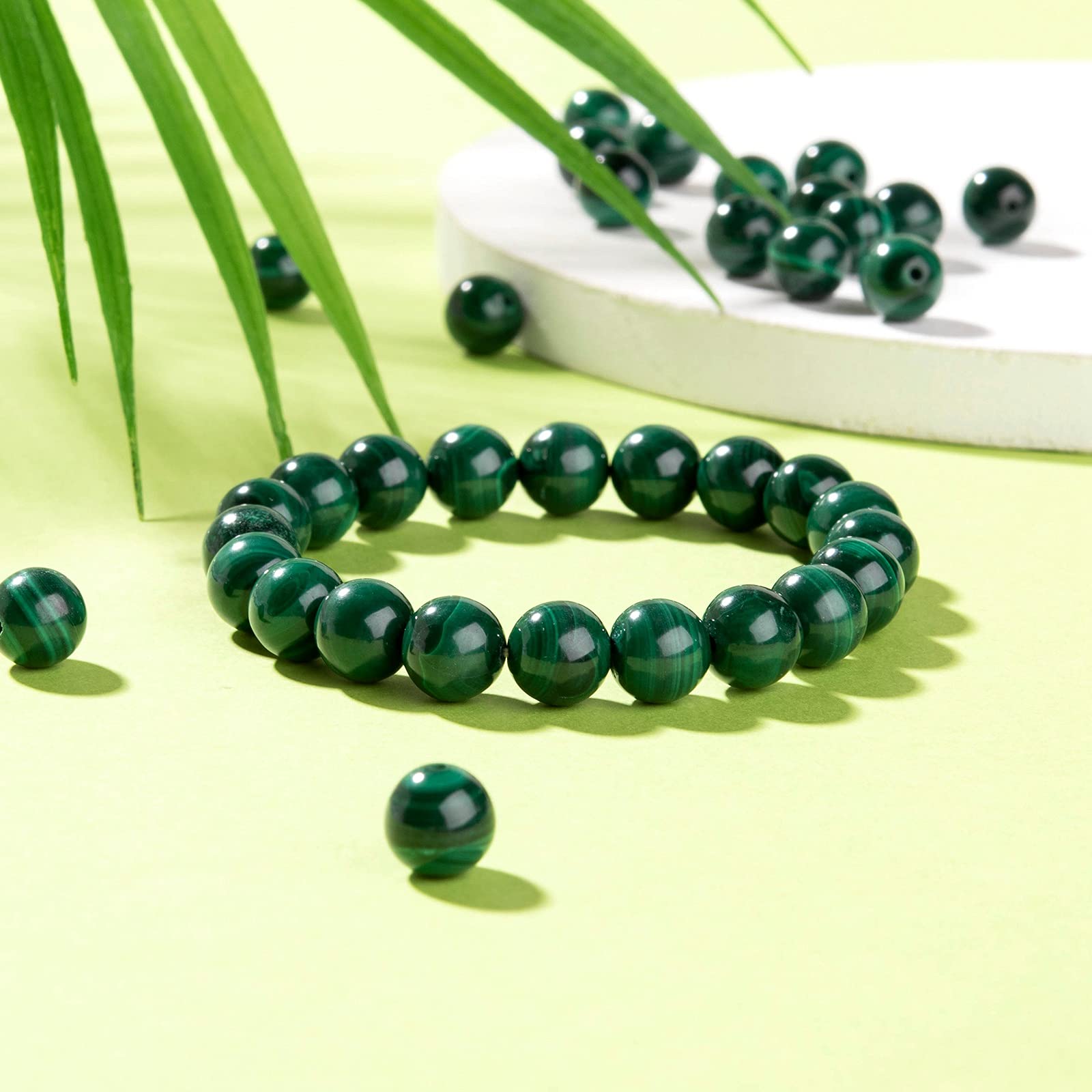 BEEFLYING 100 pz 8mm Malachite Naturale Perline Rotonde Lucido Perline di Pietre Preziose Sciolte per Orecchini Braccialetto Fai Da Te Collana Kit di Gioielli Che Fanno