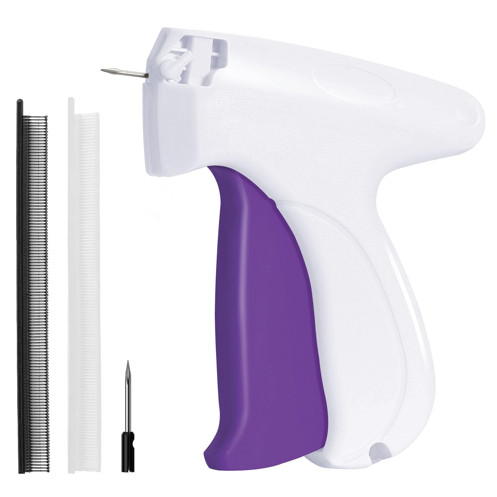 Ecoigy Stitch Gun,Tagging Gun for Clothing, Fine Stitch Mini Stitch Gun for Clothes,Quick Clothing Fixer,Hemming Sewing Tool Kit with 6 Needles,500 Black & 500 White 5mm Mini Fasteners (White)