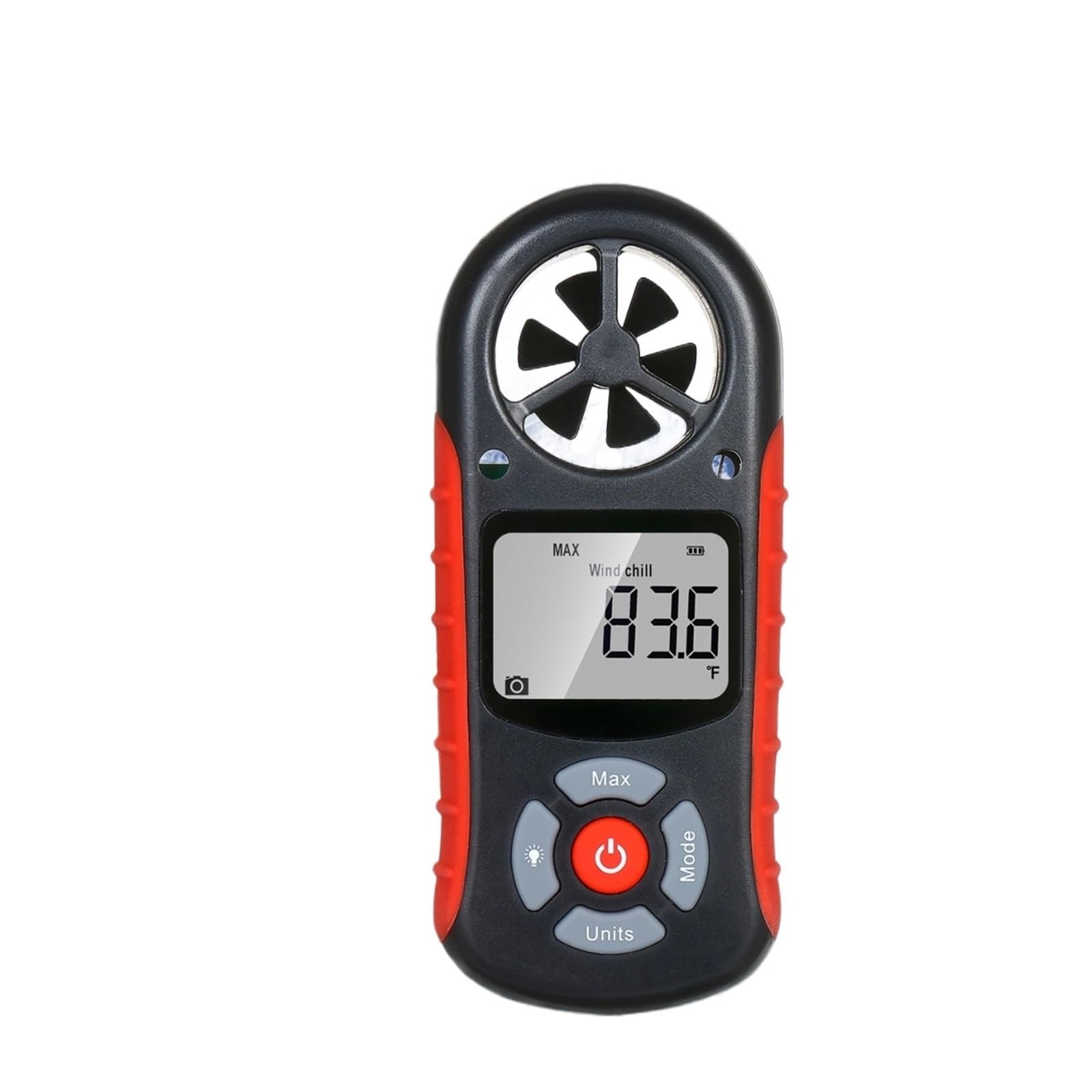 Este anemómetro digital 8 en 1 es un anemómetro portátil que mide la velocidad del viento, la temperatura y la sensación térmica. Cuenta con una pantalla LCD retroiluminada.
