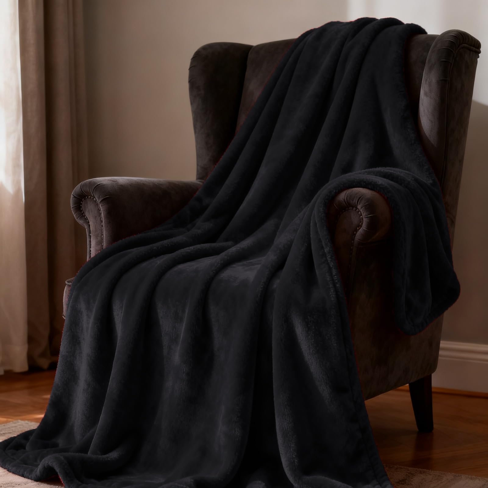 Mantas para Cama 150 x 160 cm Super Caliente Colcha Multiusos sin Arrugas Cobijas de Regalo para Mujer y Hombre, Negro