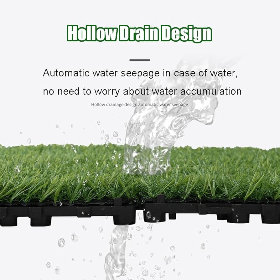 人工芝青緑 Amazon.co.jp: 人工芝 人工芝タイル、 排水穴のある芝生マット