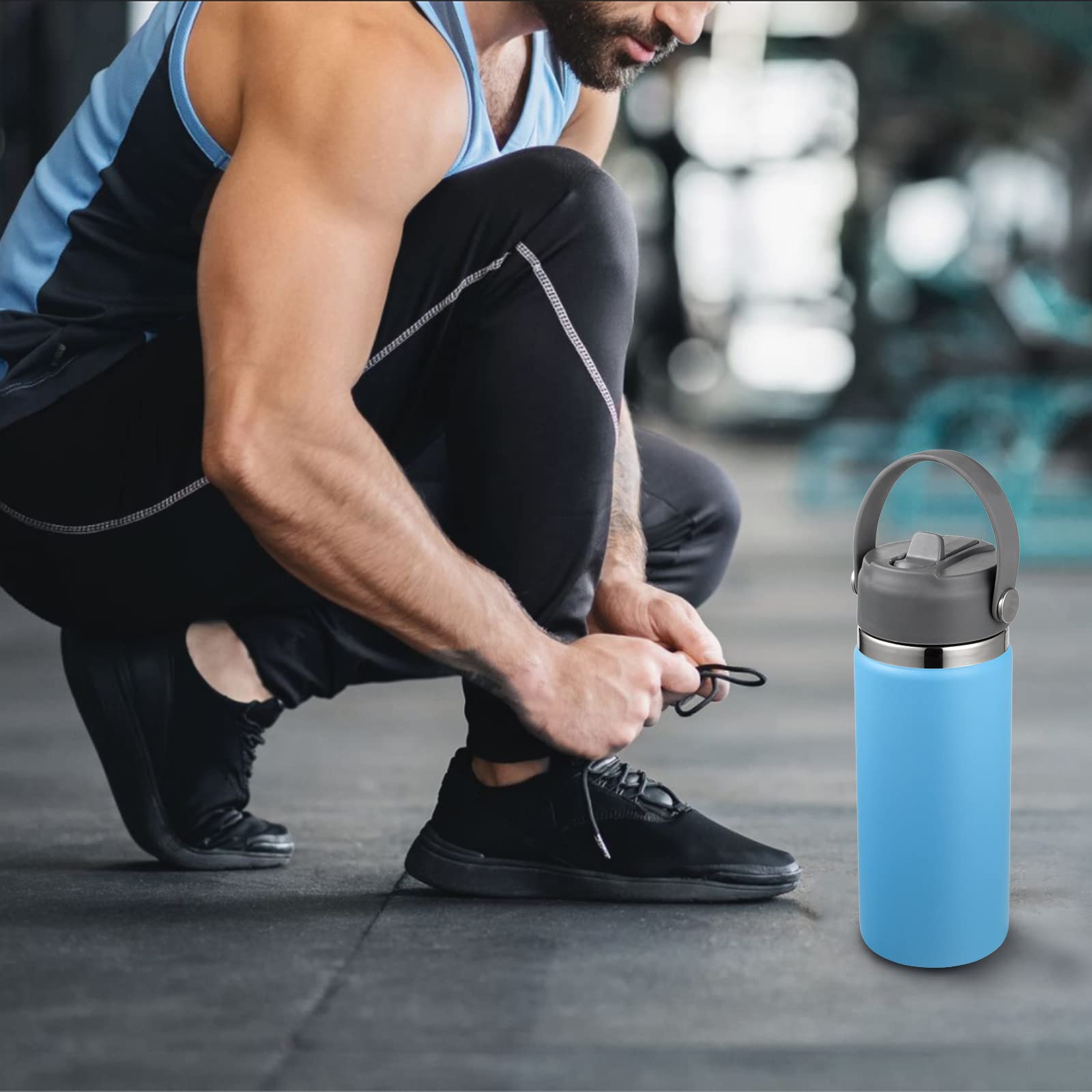 KMN Strohhalmdeckel für Hydro Flask Wide Mouth, Flex Strohhalm Deckel mit Strohhalm für Hydro Flask Wide Mouth 12 16 18 20 32 40 1814 g, flexibler Griff Ersatzdeckel Strohhalme Kappe oben Zubehör