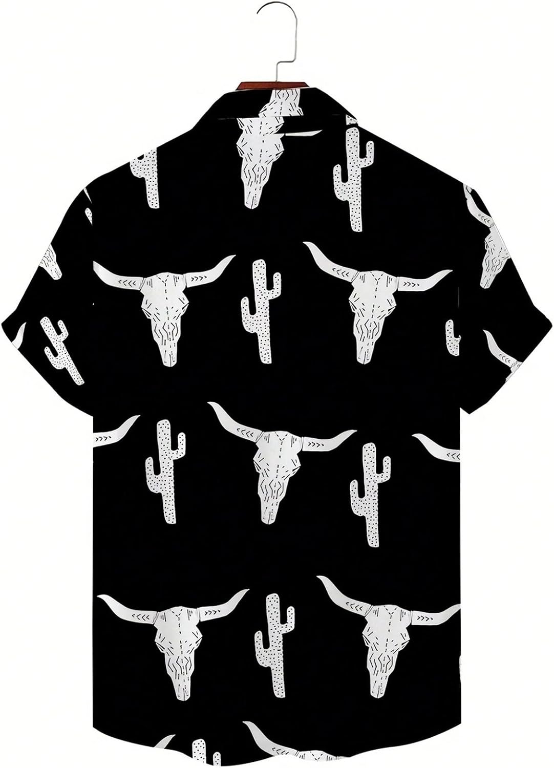 Men's Cow Graphic Button Up Shirts Short Sleeve Collared Vacation Casual Shirt - Image 3