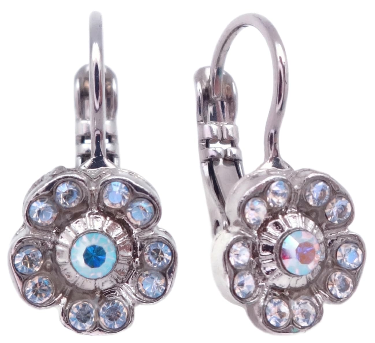 MarianaWinds of Change Silvertone Earrings Moonlight Crystal AB Petite Flower 1165