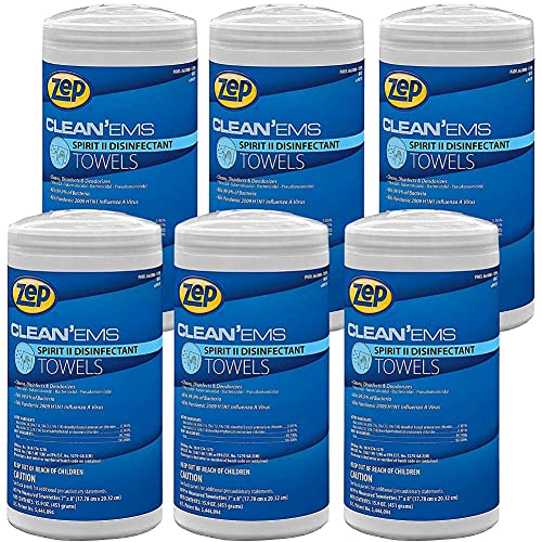 Zep Clean'Ems Spirit II Disinfectant Towels - 40 Towels (1 Unit) 650800 - Will Clean and Disinfect Hard, Non-Porous Surfaces