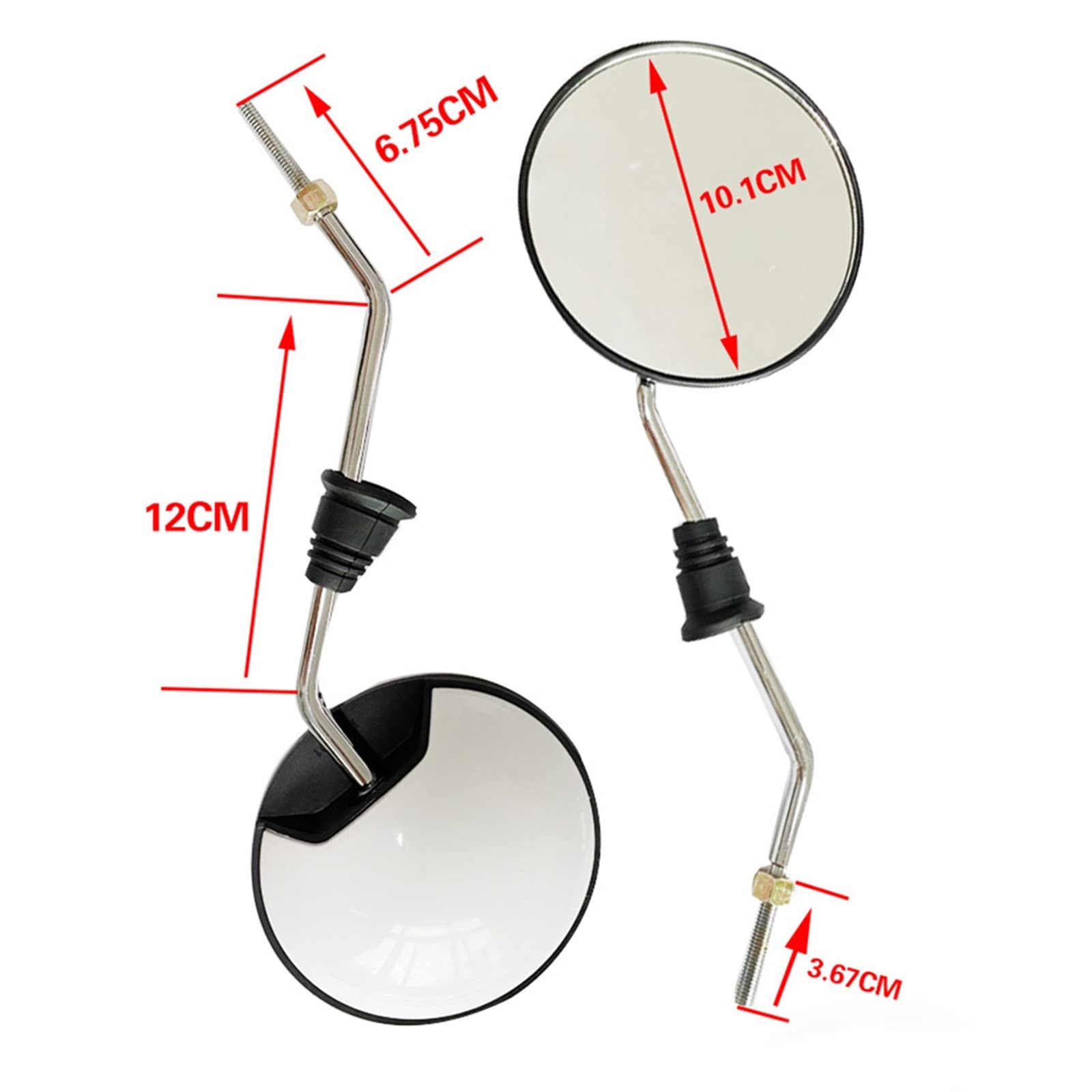 Espejos Moto Homologados Espejo Lateral Redondo Para Motocicleta Ciclomotor Sentido Las Agujas Reloj 6mm 8mm 360 Grados Espejos Retrovisores Para Motocicleta Geevorks(Black,10mm)