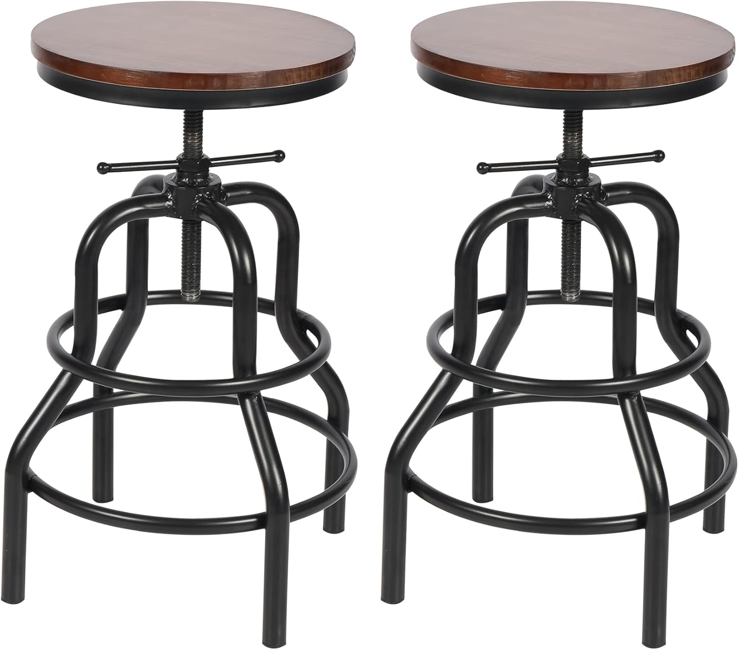 Buy Vintage Swivel Bar Stools Set of 2, Metal Industrial Barstools Counter Height Adjustable 20