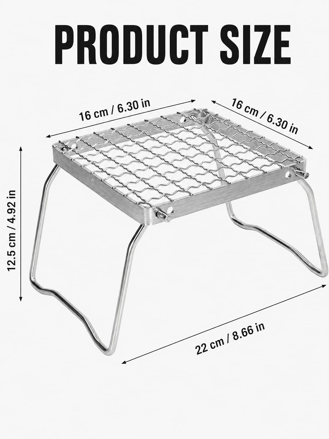 Składany grill kempingowy, ze stali nierdzewnej 304, na ognisko, z torbą do przenoszenia, przenośny grill na ogień, do wędrówek z plecakiem, na kemping, wędrówki, piknik, podróże, wędkowanie