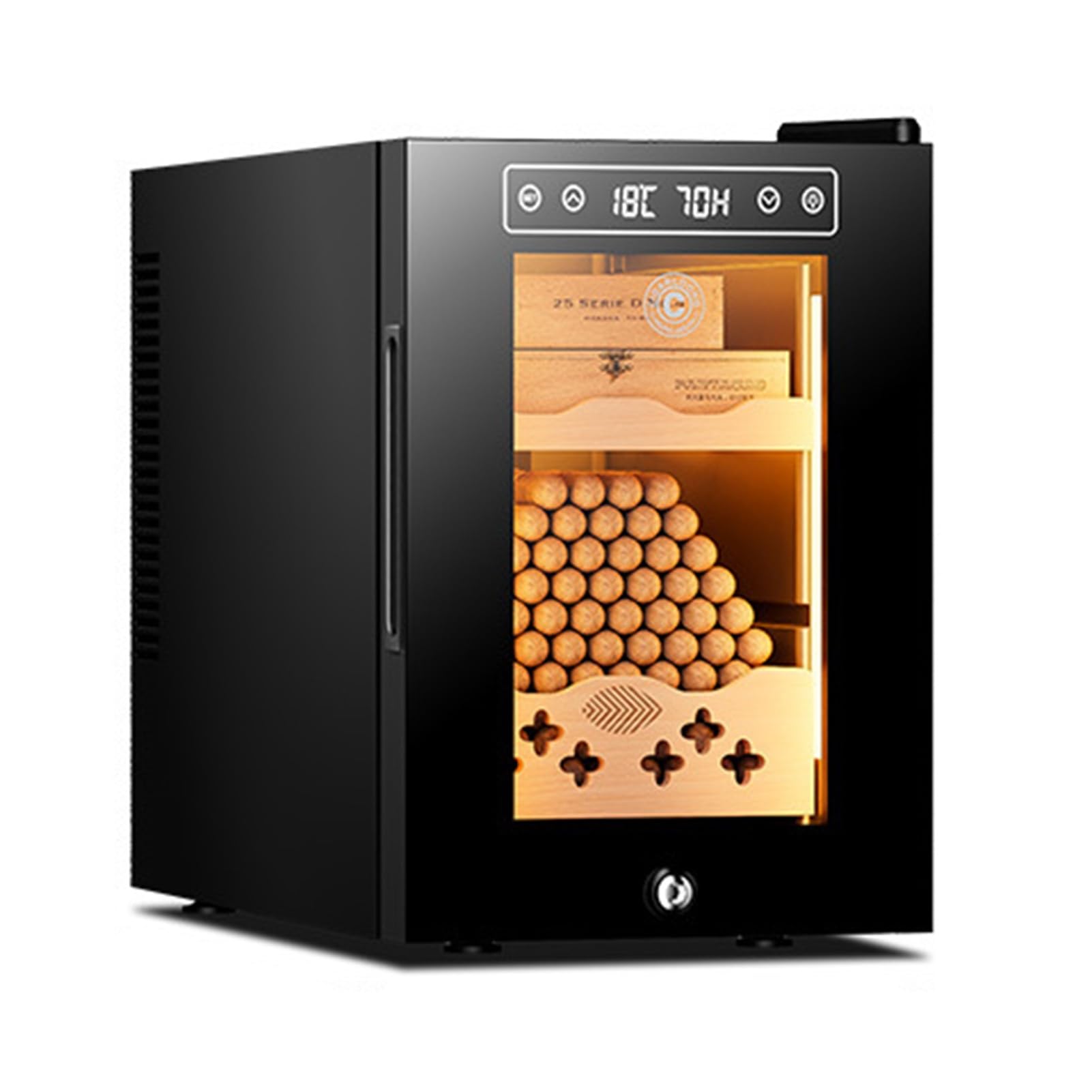 Electric Cigar Humidor 16L With Cooling & Heating Control Cigars Cabinet With Spanish Cedar Wood Shelves And Drawer 80 Counts Capacity