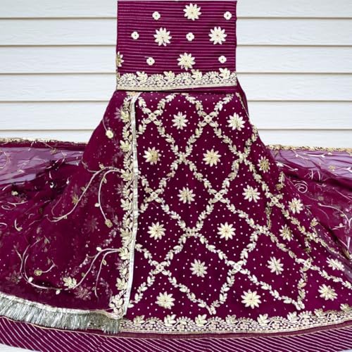 Image of Heavy Embroidery Work Semi Stitched Shimmer Silk Designer Rajputi Poshak For Women Rajasthani Lehenga Choli