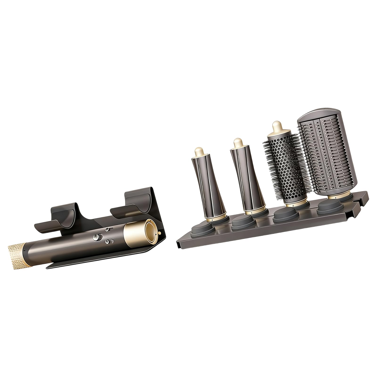 Soporte de pared para secador de pelo y accesorios fabricado con acero al carbono resistente con 8 ranuras de almacenamiento vertical para secador de pelo