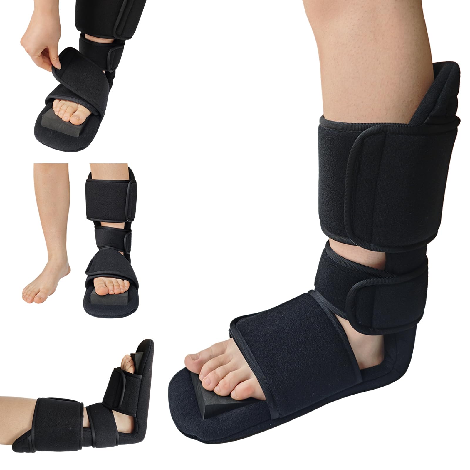 Férula nocturna para fascitis plantar, soporte ajustable de 90° para estabilizar el pie y el tobillo con cuña acolchada suave, bota de estiramiento para tendón de Aquiles, espolones de talón, pie