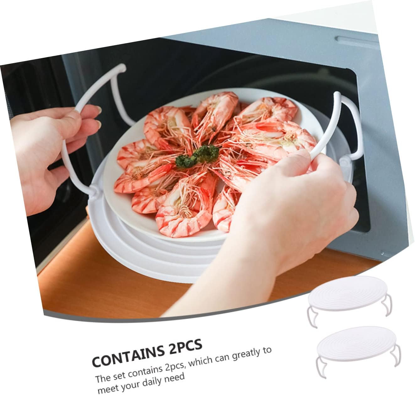2pcs Multifunctional Layered Microwave Steamer Rack for Kitchen Compact Food Storage and Heating and Practical Rounded Dish Tray