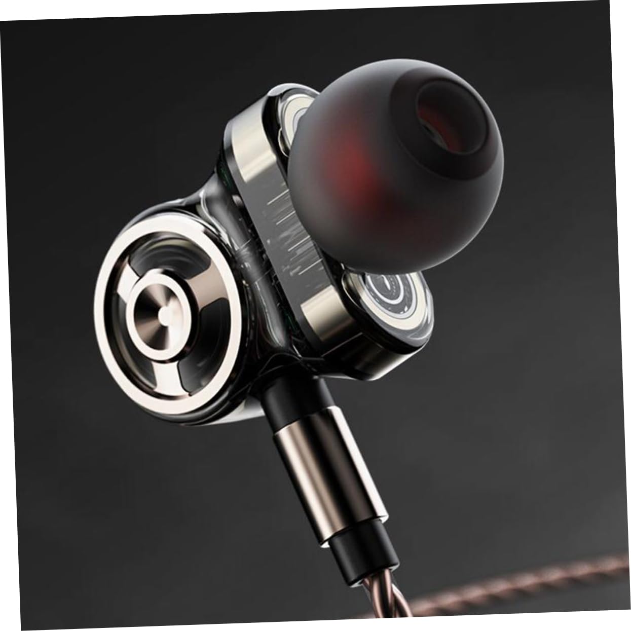 Auriculares Intraaurales Deportivos De Metal con Cable Trenzado para Música con Micrófono Rojos