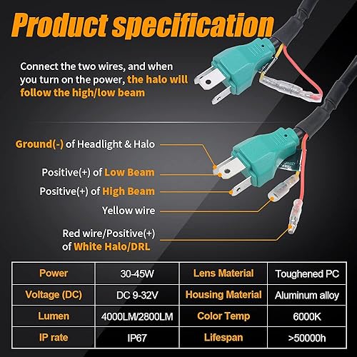 Miniatura 4 de Lusgwufad  Faro delantero LED de 5.75 pulgadas (14.61 cm) para Harley Davidson 883 Sportster Iron Dyna Street Bob, luz de conducción para motocicleta