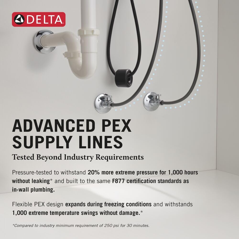Delta Faucet Cassidy grifo de fregadero de cocina con pulverizador abatible, tecnología ShieldSpray y cabezal de pulverización de acoplamiento magnético, Lumicoat Arctic Stainless 9197-AR-PR-DST