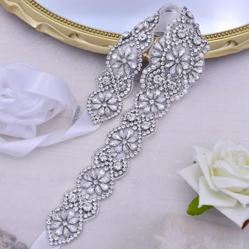 Bridal Rhinestones Sash Applique Pearls Beaded Waist Belt Handmade Crystal Belts for Wedding Dress Bridesmaid3