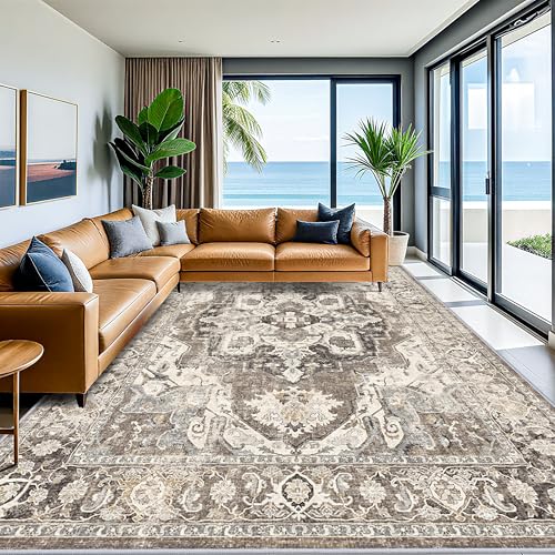 YOUFORTONG Washable 10x14 Area Rugs: Rugs for Living Room Ultra Soft Carpet for Bedroom Waterproof Rug Non Slip Rugs for Hardwood Floors (Beige, 10x14)