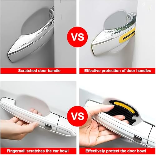 Miniatura 4 de 8 calcomanías reflectantes para manija de automóvil, película protectora de fibra de carbono 3D para cubrir los arañazos, tiras protectoras de