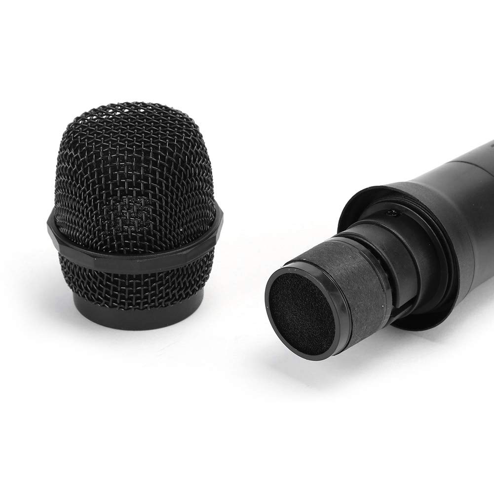 Micrófono de mano inalámbrico, profesional 2 en 1 VHF universal USB receptor de bolsillo micro, para karaoke, canto Ktv familiar, fiestas, discursos, para Android/iPhone/PC/ordenador portátil(Negro)